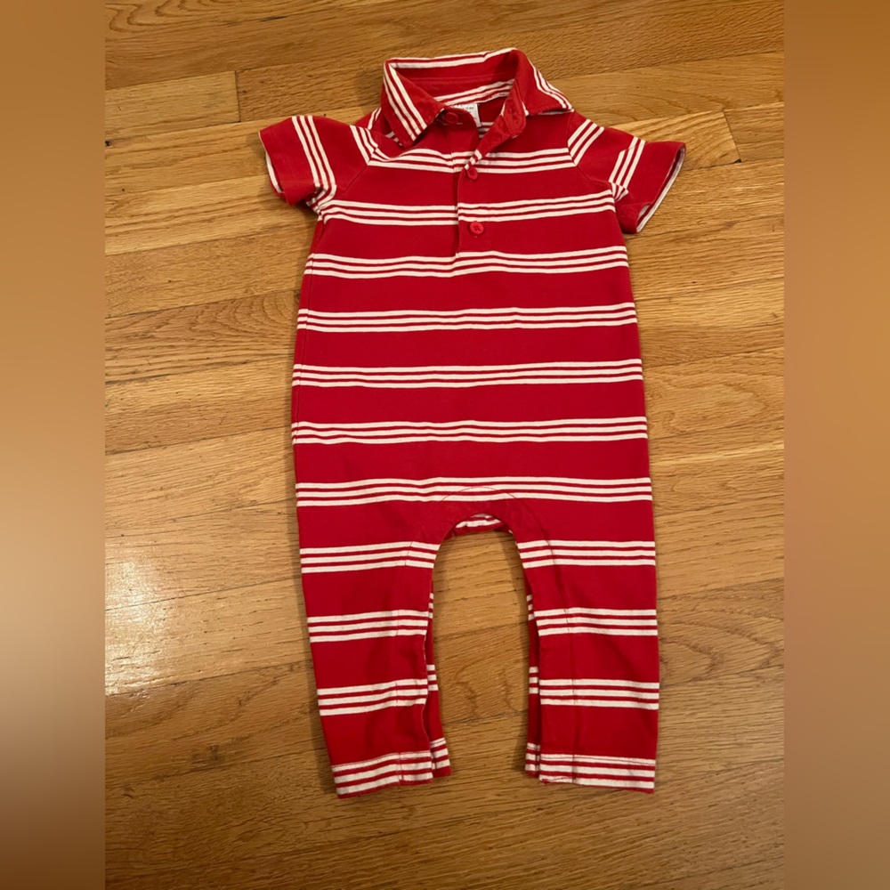 Hanna Andersson Red & White Striped Polo One-Piece